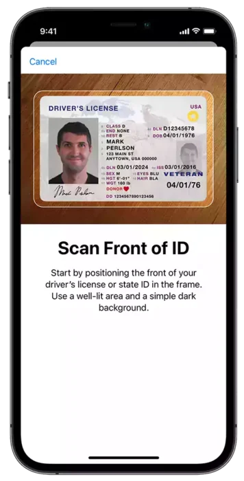 Apple Wallet State ID Scan