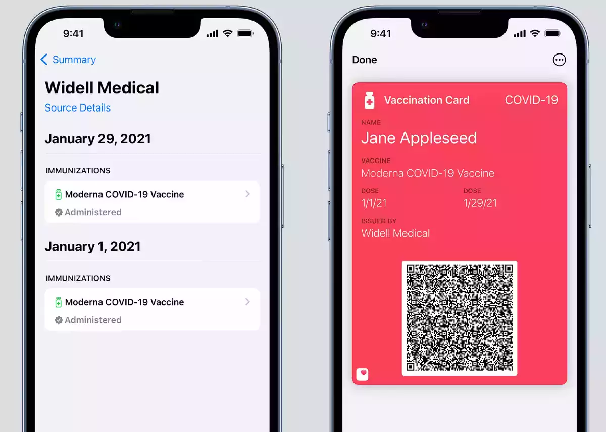 Apple vaccination cards