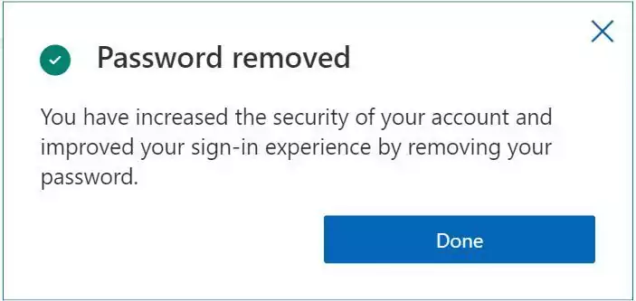 Microsoft Account Password removed
