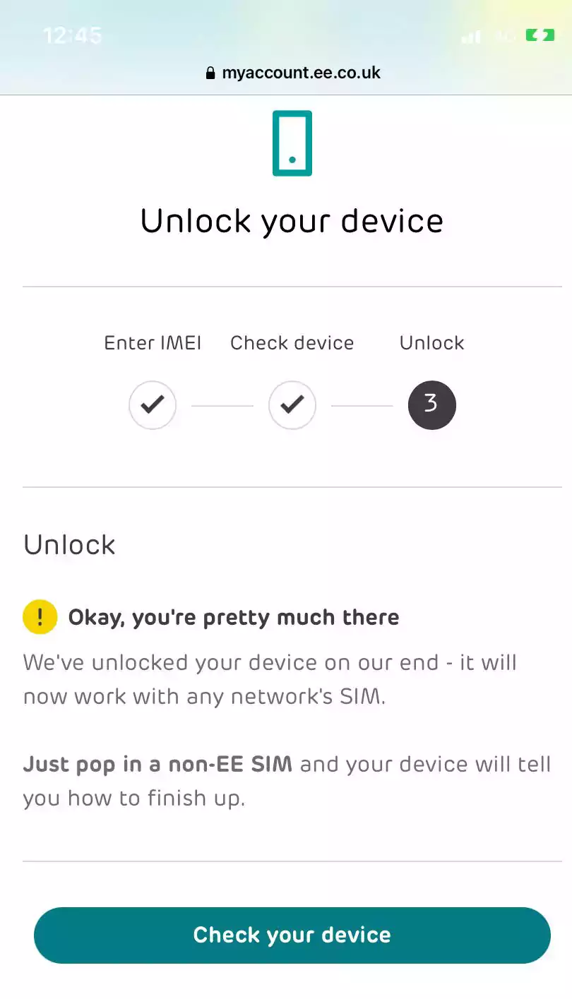 EE Unlocked Device