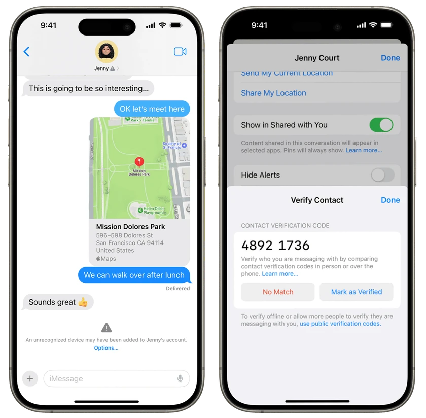 Apple iMessage Contact Key Verification